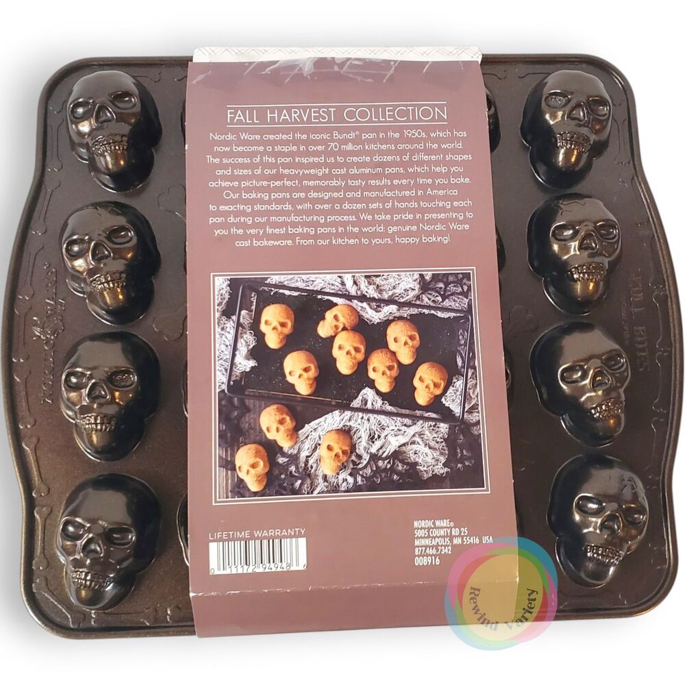 Nordic Ware Skull Bites Cakelet Pan Halloween NWT - Picture 2 of 16